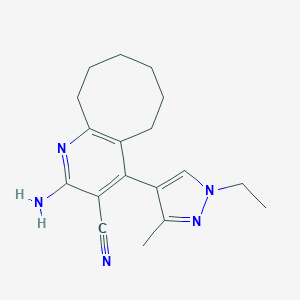 molecular formula C18H23N5 B280314 2-amino-4-(1-ethyl-3-methyl-1H-pyrazol-4-yl)-5,6,7,8,9,10-hexahydrocycloocta[b]pyridine-3-carbonitrile 
