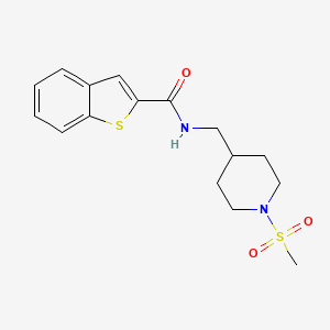 molecular formula C16H20N2O3S2 B2803140 N-((1-(methylsulfonyl)piperidin-4-yl)methyl)benzo[b]thiophene-2-carboxamide CAS No. 2034464-30-5