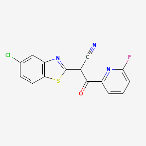 molecular formula C15H7ClFN3OS B2803144 2-(5-Chloro-1,3-benzothiazol-2-yl)-3-(6-fluoropyridin-2-yl)-3-oxopropanenitrile CAS No. 1797865-61-2