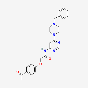 molecular formula C25H27N5O3 B2803146 2-(4-乙酰基苯氧基)-N-(6-(4-苄基哌嗪-1-基)吡啶-4-基)乙酰胺 CAS No. 1396561-02-6