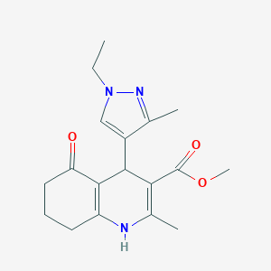 molecular formula C18H23N3O3 B280316 methyl 4-(1-ethyl-3-methyl-1H-pyrazol-4-yl)-2-methyl-5-oxo-1,4,5,6,7,8-hexahydro-3-quinolinecarboxylate 