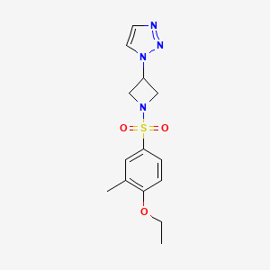 molecular formula C14H18N4O3S B2803163 1-(1-((4-ethoxy-3-methylphenyl)sulfonyl)azetidin-3-yl)-1H-1,2,3-triazole CAS No. 2034380-97-5