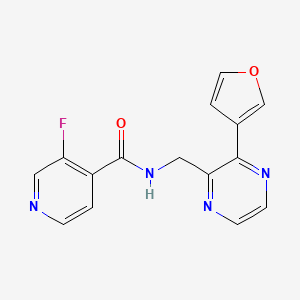 molecular formula C15H11FN4O2 B2803167 3-氟-N-((3-(呋喃-3-基)吡嗪-2-基)甲基)异吡啶甲酰胺 CAS No. 2034237-08-4