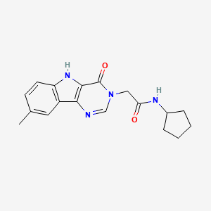 molecular formula C18H20N4O2 B2803169 N-cyclopentyl-2-(8-methyl-4-oxo-4,5-dihydro-3H-pyrimido[5,4-b]indol-3-yl)acetamide CAS No. 1105208-14-7