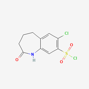 molecular formula C10H9Cl2NO3S B2803170 7-氯-2-氧代-2,3,4,5-四氢-1H-苯并[b]氮杂环庚烷-8-磺酰氯 CAS No. 1094543-97-1
