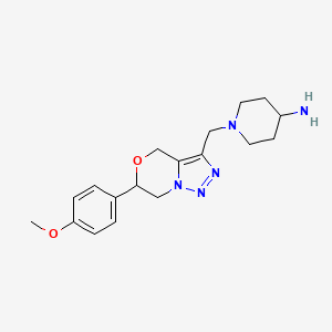 molecular formula C18H25N5O2 B2803187 1-[[6-(4-甲氧基苯基)-6,7-二氢-4H-三唑并[5,1-c][1,4]噁嗪-3-基]甲基]哌啶-4-胺 CAS No. 2185840-30-4