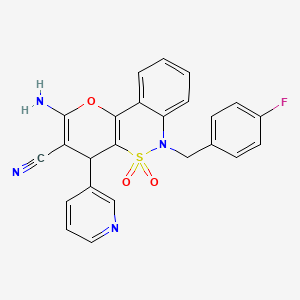 molecular formula C24H17FN4O3S B2803189 2-氨基-6-(4-氟苄基)-4-吡啶-3-基-4,6-二氢吡喃并[3,2-c][2,1]苯并噻嗪-3-碳腈5,5-二氧化物 CAS No. 893293-01-1