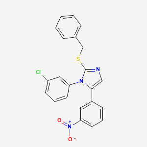 molecular formula C22H16ClN3O2S B2803200 2-(苄硫基)-1-(3-氯苯基)-5-(3-硝基苯基)-1H-咪唑 CAS No. 1235302-14-3