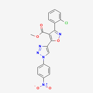 molecular formula C19H12ClN5O5 B2803201 methyl 3-(2-chlorophenyl)-5-[1-(4-nitrophenyl)-1H-1,2,3-triazol-4-yl]-4-isoxazolecarboxylate CAS No. 477890-11-2