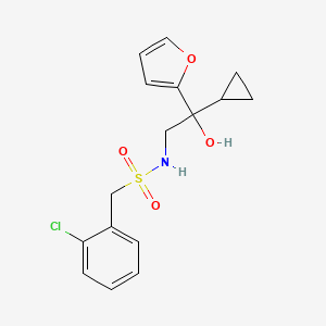 molecular formula C16H18ClNO4S B2803210 1-(2-chlorophenyl)-N-(2-cyclopropyl-2-(furan-2-yl)-2-hydroxyethyl)methanesulfonamide CAS No. 1396854-28-6