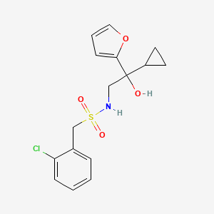 molecular formula C16H18ClNO4S B2803210 1-(2-chlorophenyl)-N-[2-cyclopropyl-2-(furan-2-yl)-2-hydroxyethyl]methanesulfonamide CAS No. 1396854-28-6