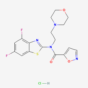 molecular formula C17H17ClF2N4O3S B2803216 N-(4,6-difluorobenzo[d]thiazol-2-yl)-N-(2-morpholinoethyl)isoxazole-5-carboxamide hydrochloride CAS No. 1185133-08-7