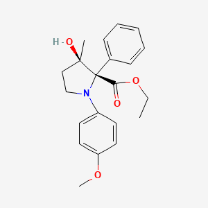 molecular formula C21H25NO4 B2803221 乙酸(2S,3R)-3-羟基-1-(4-甲氧基苯基)-3-甲基-2-苯基吡咯啉-2-甲酸酯 CAS No. 2098497-05-1