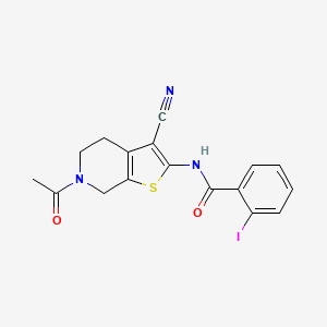 molecular formula C17H14IN3O2S B2803228 N-(6-乙酰-3-氰基-4,5,6,7-四氢噻吩并[2,3-c]嘧啶-2-基)-2-碘苯甲酰胺 CAS No. 864859-06-3
