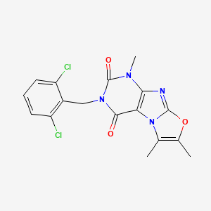molecular formula C17H14Cl2N4O3 B2803259 2-[(2,6-二氯苯基)甲基]-4,7,8-三甲基嘌呤并[8,7-b][1,3]噁唑-1,3-二酮 CAS No. 899751-62-3