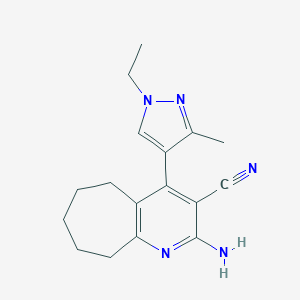 2-amino-4-(1-ethyl-3-methyl-1H-pyrazol-4-yl)-6,7,8,9-tetrahydro-5H-cyclohepta[b]pyridine-3-carbonitrile