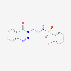 molecular formula C15H13FN4O3S B2803267 2-fluoro-N-(2-(4-oxobenzo[d][1,2,3]triazin-3(4H)-yl)ethyl)benzenesulfonamide CAS No. 1903307-82-3