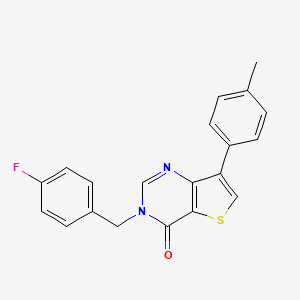 molecular formula C20H15FN2OS B2803268 3-(4-fluorobenzyl)-7-(4-methylphenyl)thieno[3,2-d]pyrimidin-4(3H)-one CAS No. 1207051-44-2