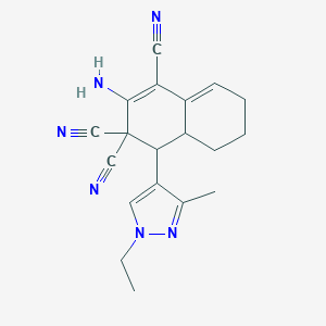 molecular formula C19H20N6 B280327 2-amino-4-(1-ethyl-3-methyl-1H-pyrazol-4-yl)-4a,5,6,7-tetrahydro-1,3,3(4H)-naphthalenetricarbonitrile 