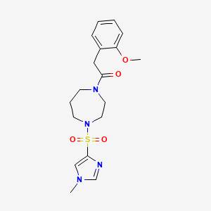 molecular formula C18H24N4O4S B2803271 2-(2-甲氧基苯基)-1-(4-((1-甲基-1H-咪唑-4-基)磺酰基)-1,4-二氮杂辛-1-基)乙酮 CAS No. 1904146-33-3