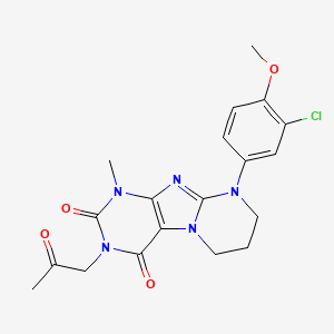 molecular formula C19H20ClN5O4 B2803276 9-(3-chloro-4-methoxyphenyl)-1-methyl-3-(2-oxopropyl)-7,8-dihydro-6H-purino[7,8-a]pyrimidine-2,4-dione CAS No. 923408-29-1