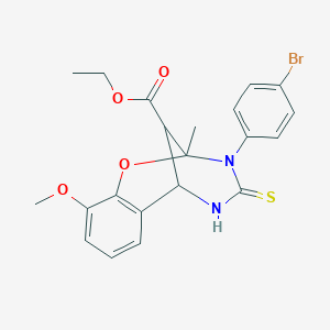 molecular formula C21H21BrN2O4S B2803283 ethyl 3-(4-bromophenyl)-10-methoxy-2-methyl-4-thioxo-3,4,5,6-tetrahydro-2H-2,6-methano-1,3,5-benzoxadiazocine-11-carboxylate CAS No. 1005038-14-1
