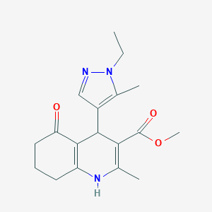 molecular formula C18H23N3O3 B280329 methyl 4-(1-ethyl-5-methyl-1H-pyrazol-4-yl)-2-methyl-5-oxo-1,4,5,6,7,8-hexahydro-3-quinolinecarboxylate 