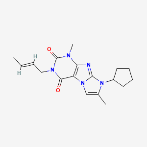 molecular formula C18H23N5O2 B2803291 2-[(E)-but-2-enyl]-6-cyclopentyl-4,7-dimethylpurino[7,8-a]imidazole-1,3-dione CAS No. 887671-84-3