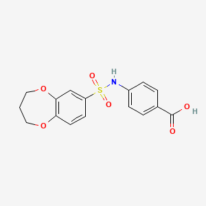 molecular formula C16H15NO6S B2803292 4-(3,4-二氢-2H-1,5-苯并二氧环己烷-7-磺酰胺基)苯甲酸 CAS No. 790272-44-5