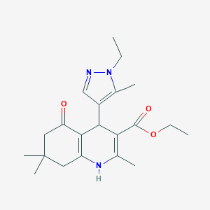 molecular formula C21H29N3O3 B280330 ethyl 4-(1-ethyl-5-methyl-1H-pyrazol-4-yl)-2,7,7-trimethyl-5-oxo-1,4,5,6,7,8-hexahydro-3-quinolinecarboxylate 