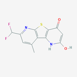 molecular formula C12H8F2N2O2S B280331 11-(difluoromethyl)-4-hydroxy-13-methyl-8-thia-3,10-diazatricyclo[7.4.0.02,7]trideca-1(9),2(7),4,10,12-pentaen-6-one 
