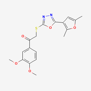 B2803319 1-(3,4-Dimethoxyphenyl)-2-((5-(2,5-dimethylfuran-3-yl)-1,3,4-oxadiazol-2-yl)thio)ethanone CAS No. 1021059-13-1