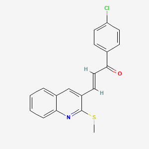 molecular formula C19H14ClNOS B2803328 (2E)-1-(4-chlorophenyl)-3-[2-(methylsulfanyl)quinolin-3-yl]prop-2-en-1-one CAS No. 866049-59-4