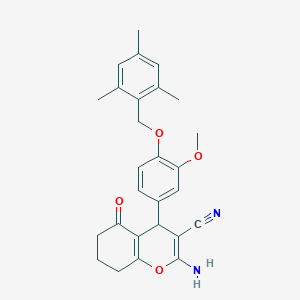 molecular formula C27H28N2O4 B280333 2-amino-4-[4-(mesitylmethoxy)-3-methoxyphenyl]-5-oxo-5,6,7,8-tetrahydro-4H-chromene-3-carbonitrile 