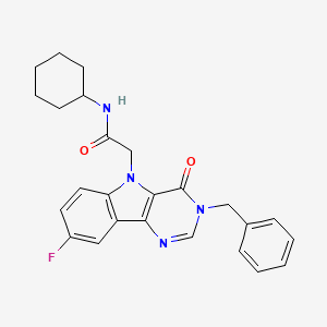 molecular formula C25H25FN4O2 B2803330 2-(3-benzyl-8-fluoro-4-oxo-3H-pyrimido[5,4-b]indol-5(4H)-yl)-N-cyclohexylacetamide CAS No. 1189694-85-6