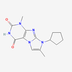 molecular formula C14H17N5O2 B2803331 6-Cyclopentyl-4,7-dimethylpurino[7,8-a]imidazole-1,3-dione CAS No. 1278662-44-4