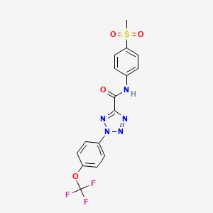 molecular formula C16H12F3N5O4S B2803335 N-(4-(methylsulfonyl)phenyl)-2-(4-(trifluoromethoxy)phenyl)-2H-tetrazole-5-carboxamide CAS No. 1396852-26-8