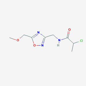 molecular formula C8H12ClN3O3 B2803338 2-Chloro-N-[[5-(methoxymethyl)-1,2,4-oxadiazol-3-yl]methyl]propanamide CAS No. 2294448-64-7