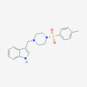 molecular formula C20H23N3O2S B280334 3-({4-[(4-methylphenyl)sulfonyl]-1-piperazinyl}methyl)-1H-indole 