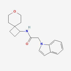 molecular formula C18H22N2O2 B2803341 2-(1H-indol-1-yl)-N-(7-oxaspiro[3.5]nonan-1-yl)acetamide CAS No. 2320421-71-2