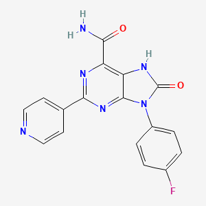 molecular formula C17H11FN6O2 B2803342 9-(4-氟苯基)-8-氧代-2-吡啶-4-基-7H-嘌呤-6-甲酰胺 CAS No. 869069-09-0