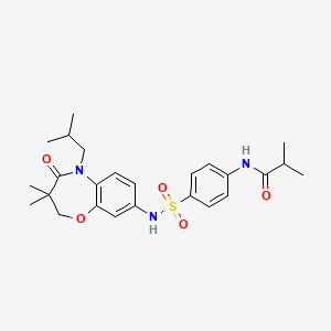 molecular formula C25H33N3O5S B2803345 N-(4-(N-(5-异丁基-3,3-二甲基-4-氧代-2,3,4,5-四氢苯并[b][1,4]噁唑-8-基)磺酰氨基)苯基)异丁酰胺 CAS No. 921993-33-1