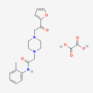 molecular formula C21H25N3O7 B2803355 2-(4-(2-(furan-2-yl)-2-oxoethyl)piperazin-1-yl)-N-(o-tolyl)acetamide oxalate CAS No. 2034470-00-1
