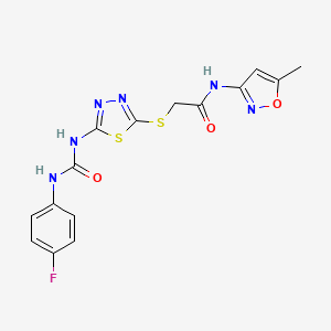 2-((5-(3-(4-fluorophenyl)ureido)-1,3,4-thiadiazol-2-yl)thio)-N-(5-methylisoxazol-3-yl)acetamide