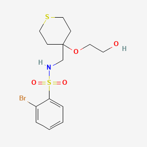 2-bromo-N-((4-(2-hydroxyethoxy)tetrahydro-2H-thiopyran-4-yl)methyl)benzenesulfonamide