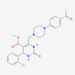molecular formula C25H27ClN4O4 B2803366 Methyl 6-{[4-(4-acetylphenyl)piperazin-1-yl]methyl}-4-(2-chlorophenyl)-2-oxo-1,2,3,4-tetrahydropyrimidine-5-carboxylate CAS No. 1252924-50-7