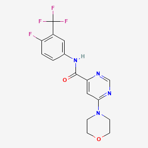 molecular formula C16H14F4N4O2 B2803372 N-(4-fluoro-3-(trifluoromethyl)phenyl)-6-morpholinopyrimidine-4-carboxamide CAS No. 1903711-58-9