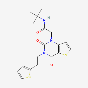 molecular formula C18H21N3O3S2 B2803374 N-叔丁基-2-{2,4-二氧代-3-[2-(噻吩-2-基)乙基]-3,4-二氢噻吩并[3,2-d]嘧啶-1(2H)-基}乙酰胺 CAS No. 1261018-53-4