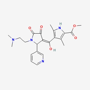 molecular formula C22H26N4O5 B2803377 甲基-4-(1-(2-(二甲基氨基)乙基)-4-羟基-5-氧代-2-(吡啶-3-基)-2,5-二氢-1H-吡咯-3-羧酰)-3,5-二甲基-1H-吡咯-2-羧酸酯 CAS No. 844645-45-0
