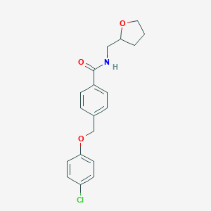 molecular formula C19H20ClNO3 B280338 4-[(4-chlorophenoxy)methyl]-N-(tetrahydro-2-furanylmethyl)benzamide 
